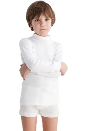 BABIDU Punt NOU dziecięca koszulka unisex średni wysoki kołnierz półłabędzia bielizna dla chłopców i dziewcząt unisex 2-16 lat, podkoszulek z długim rękawem bawełna i poliester, pluszowa tkanina