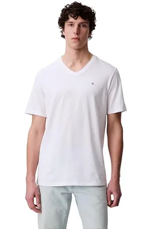 Calvin Klein CK JEANS Męska koszulka SS SMOOTH CTTN SOLID VNECK LV040HM298, biała (brylantowa biel), XXL, , XXL