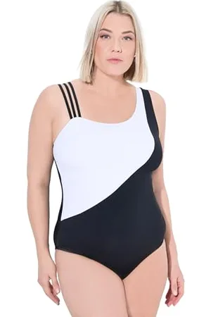 Ulla Popken Damski duży rozmiar plus size kostium kąpielowy Fabienne, One-Shoulder, Colourblock, , 46