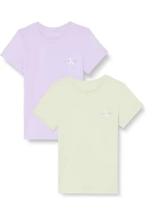 Calvin Klein Jeans Koszulki damskie S/S, Celadon zielony/pastelowy liliowy, XXS