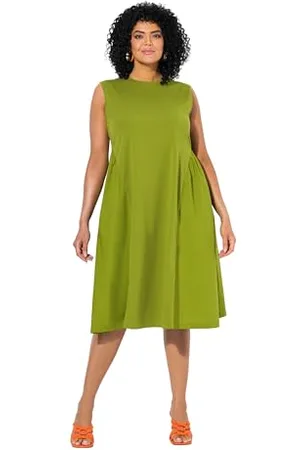 Ulla Popken Kleid, Material mix sukienka z mieszanki materiałów, zielona trawa, 48-50 kobiet, Trawa zieleń, 46-48