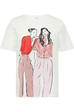 QS by s.Oliver T-shirt bawełniany w luźnym kroju z nadrukiem z przodu, , 34