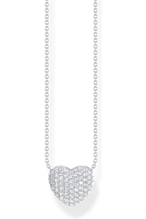 Thomas Sabo Łańcuszek i zawieszka w kształcie serca z białymi kamieniami srebro 925 z recyklingu 40,00-45,00 cm KE2277-051-14-L45V, L45V, Srebro szterlingowe, Cyrkonia