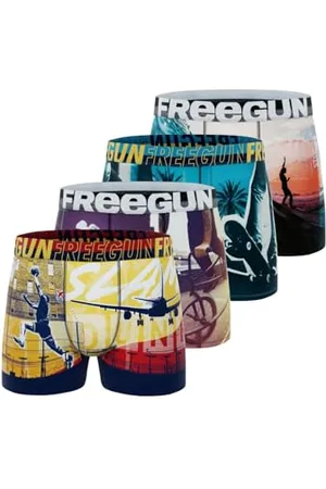 Freegun Bokserki męskie na lato, męskie bokserki anime, oddychające i bardzo miękkie (zestaw 4 sztuk), rozmiar S, , S