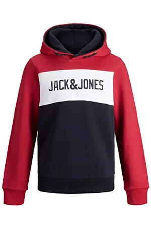 JACK & JONES Sweter pullover Chłopcy Jjelogo Blocking Sweat Hood Jr, ,164