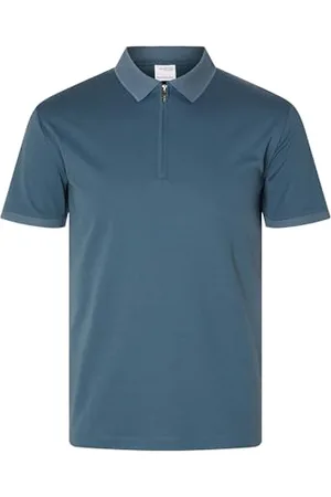 SELECTED Męska koszulka polo Slhfave Zip Ss Polo Noos, , S