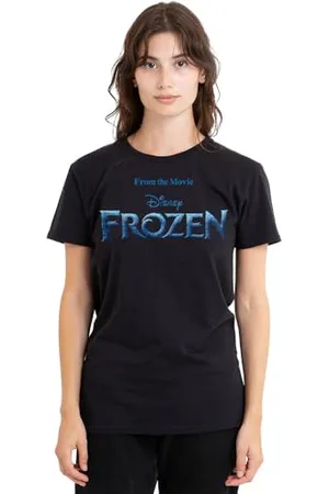 Disney Mandarin creative ltd Damska koszulka damska z logo Kraina Lodu, czarna, , M