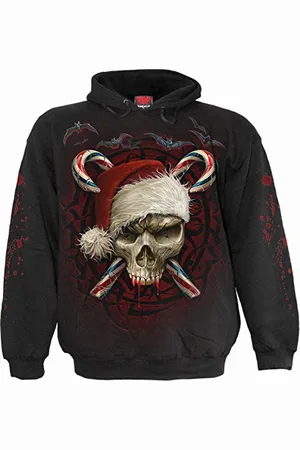 Spiral Candy Cane Santa - bluza z kapturem czarna, , L