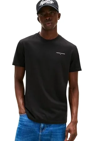 Tommy Hilfiger Męska koszulka TJM Slim Linear Chest EXT DM0DM21780 S/S T-Shirt, czarna (czarny), M, , M
