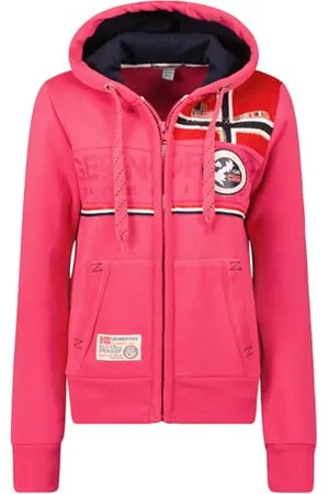 Geographical Norway Damska bluza z kapturem z kieszeniami kangur - ciepła bluza z kapturem z długim rękawem - damska kurtka z kapturem wiosna lato jesień zima (różowy błysk L), , L