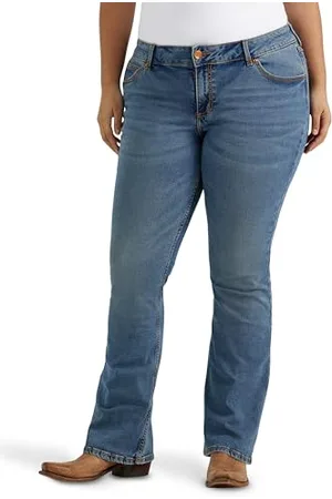 Wrangler Damskie jeansy Plus Retro Mae Mid Rise Stretch Boot Cut Jeans, , 24W x 32L