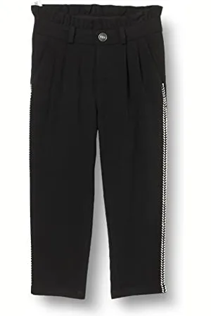 IKKS Junior Dziewczęce Pantalon Fluide Noir avec tressage Blanc sur les côtés XU22022.02 spodnie, 6 ans