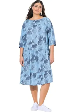Ulla Popken Damska sukienka duże rozmiary plus size z AOP i falbankami, , 50-52