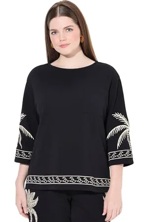 Ulla Popken Bluza damska duże rozmiary plus size palms bluza, , 46-48