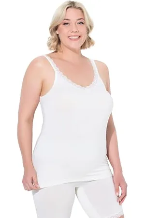 Ulla Popken Damskie duże rozmiary plus size podkoszulek, koronka, bambus, przyjazna dla skóry, , 62-64
