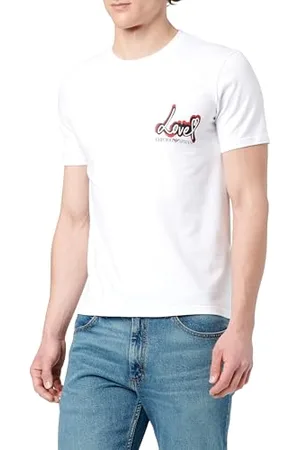 Emporio Armani Męska teksturowana koszulka Logoband S/rękaw biała M, , M