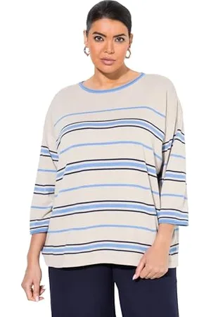 Ulla Popken Damski duży rozmiar, duże rozmiary, plus size, sweter z dzianiny w paski, , 50-52