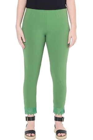 Ulla Popken Damskie duże rozmiary plus size legginsy 7/8, koronka, bawełna ekologiczna, , 32W / 32L