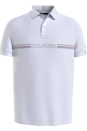 Tommy Hilfiger Męskie polo w paski Chest Reg S/S, białe, XXL, , XXL