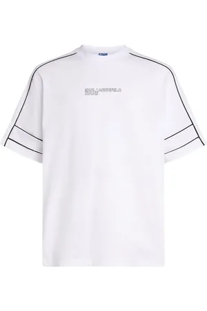Karl Lagerfeld Relaxed Piping Tee, Men, White, T-Shirt, , XL