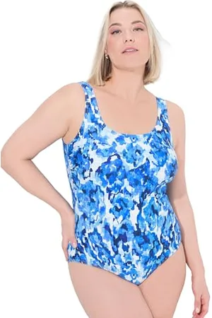 Ulla Popken Damski duży rozmiar plus size kostium kąpielowy Alice, DG, marmur, , 42-44
