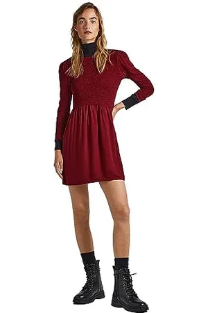 Pepe Jeans Sukienka damska Kasia, Czerwony (bordowy), S