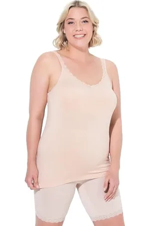 Ulla Popken Damskie duże rozmiary plus size podkoszulek, koronka, bambus, przyjazna dla skóry, , 50-52