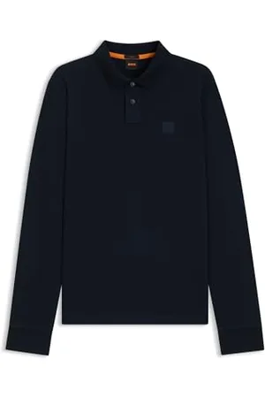 HUGO BOSS BOSS Męska koszulka polo Passerby Slim-Fit ze stretchu i bawełny z naszywką z logo, Dark Blue404, S