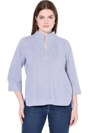 Ulla Popken Damskie duże rozmiary, duże rozmiary, plus size, kołnierz kielichowy, tunika w paski, , 62-64