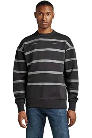 G-Star RAW Męski sweter czarny, wielokolorowy, (dk Black/Granite Stripe B782-D524), M