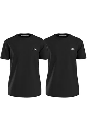 Calvin Klein Jeans Męska koszulka z krótkim rękawem Monologo Crew Neck, Czarny (Ck Black/Ck Black), M