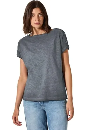 CECIL NOS GMD Button Shoulder T-Shirt Volcanic Grey L, , L