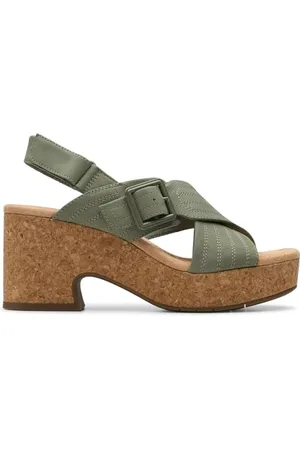 Clarks Premium Damskie sandały Nerisa West, Sage Nubuk, 3,5 UK, , 36.5 EU
