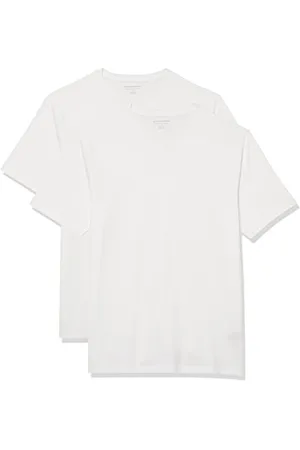 Amazon Męski T-shirt z krótkim rękawem i dekoltem w serek, wąski krój, 2 sztuki, , XS