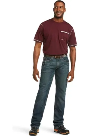 Ariat Dżinsy męskie Rebar M4 Slim Fit Durastretch robocze z prostą nogawką.