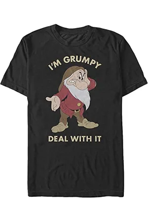 Disney Unisex Snow White-Grumpy Deal Organic Short Sleeve T-Shirt, Black, L, , L