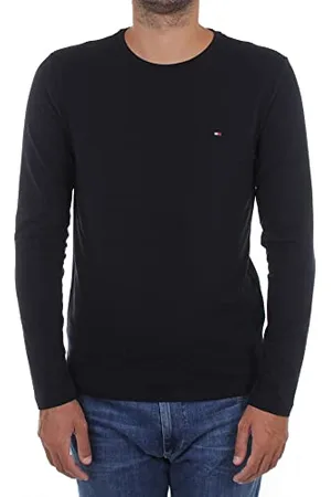 Tommy Hilfiger Męska koszulka ze stretchem Slim Fit z długim rękawem z bawełny, , XL