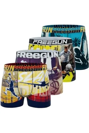 Freegun Oddychające bokserki dziecięce, bokserki chłopięce, antypoślizgowe wsparcie i idealne dopasowanie (zestaw 4 szt.), , 14-16 ans