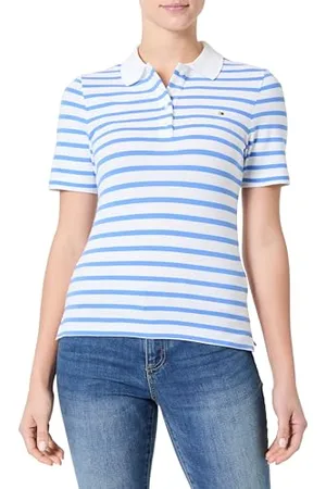 Tommy Hilfiger Damska koszulka polo 1985 SLIM PIQUE SS WW0WW43225, biała, XS, Biały (Ecru/Blue Spell Stp), XS