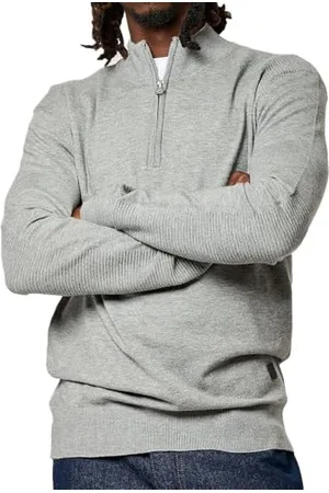Kaporal 5 Męski sweter, regularny krój, długi rękaw, stójka, model Vada, kolor szary mieszany, rozmiar L, , L