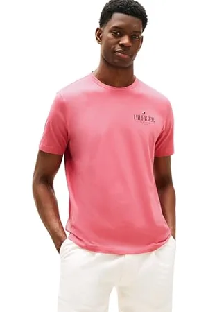 Tommy Hilfiger Męska koszulka Hilfiger Stack TEE MW0MW39355 S/S, różowa (Vintage Rosy), L, , L