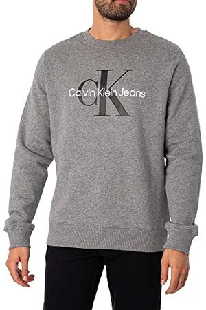 Calvin Klein Jeans Męski sweter z okrągłym dekoltem monogram Core Sweter z okrągłym dekoltem, średni szary wrzos, L