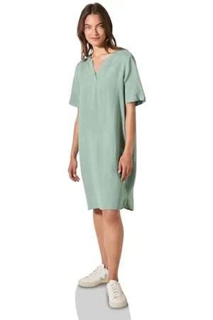 CECIL Linen_LI/CV_Solid Split Neck Dress L, , L
