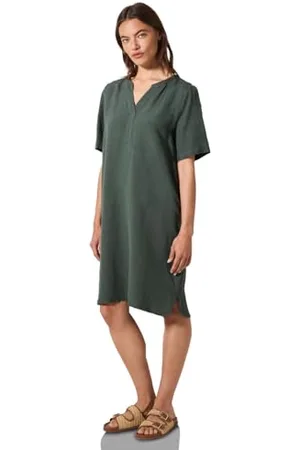 CECIL Linen_LI/CV_Solid Split Neck Dress XS, , XS