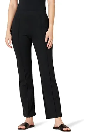 Amazon Damskie spodnie Ponte Pull-On Średni stan do kostek Kick Flare spodnie, czarne, M