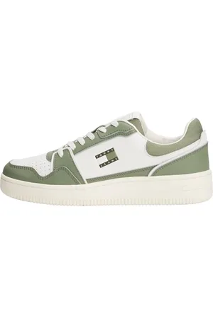Tommy Hilfiger Męski kosz retro TJM EM0EM01610 Low Top, biały (Ecru/Aruba Green), 6,5 UK, , 40 EU