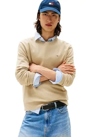Tommy Hilfiger Męski lekki sweter TJM Slim ESS EXT DM0DM18895 sweter sweter, khaki (mułowy), XL, , XL