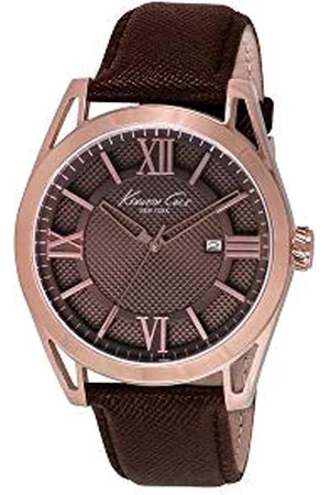 Kenneth Cole Kenneth Cole Męski analogowy zegarek kwarcowy ze skórzanym paskiem IKC8073_Marron