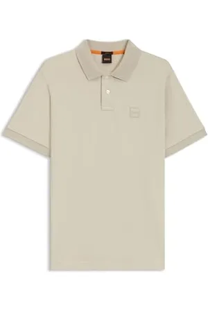 HUGO BOSS Męska koszulka polo z elastycznej bawełny z naszywką z logo, , XXL
