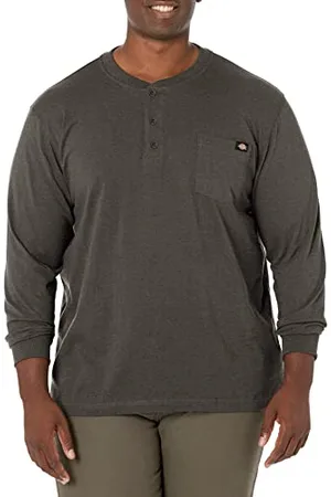 Dickies Męski długi rękaw ciężki Henley, ciężki, , 2X